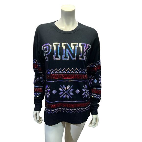 Festive Sequin Holiday long sleeve shirt Small 2016 vs pink - Picture 9 of 9